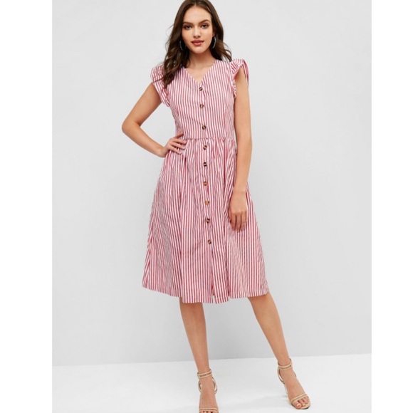 Striped button up dress - Picture 2 of 5